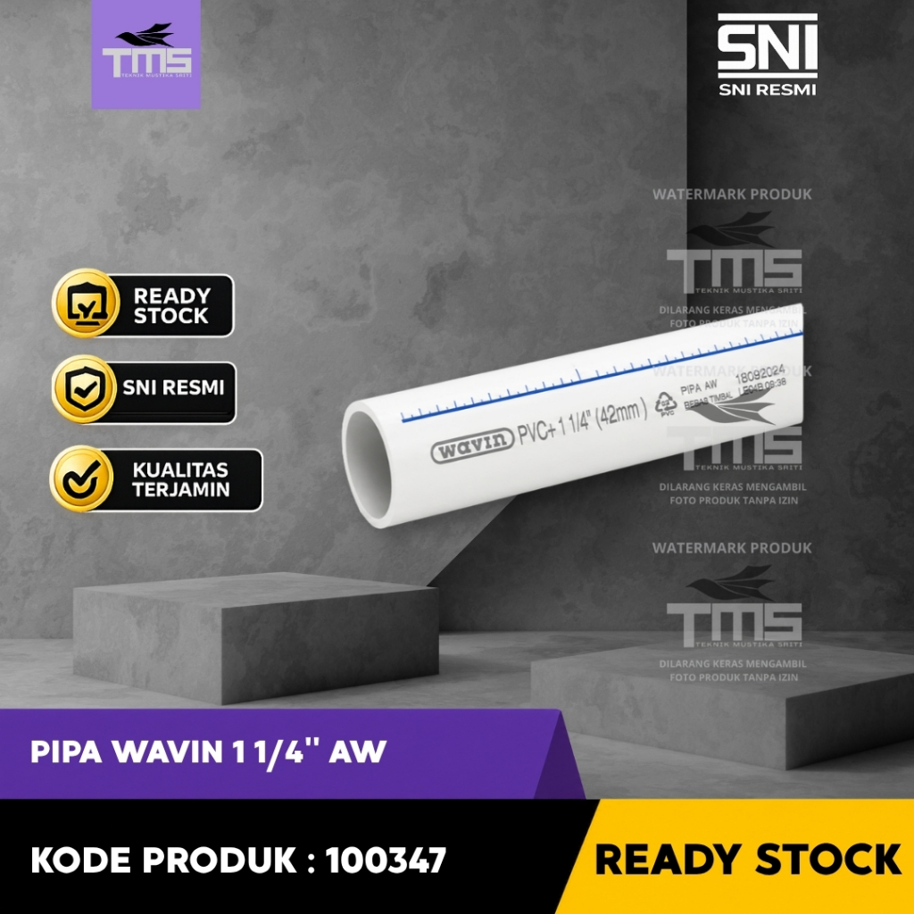 Pipa PVC Wavin 1 1/4 Inch AW 4 Meter Pipa Paralon SNI Original Ready Stock