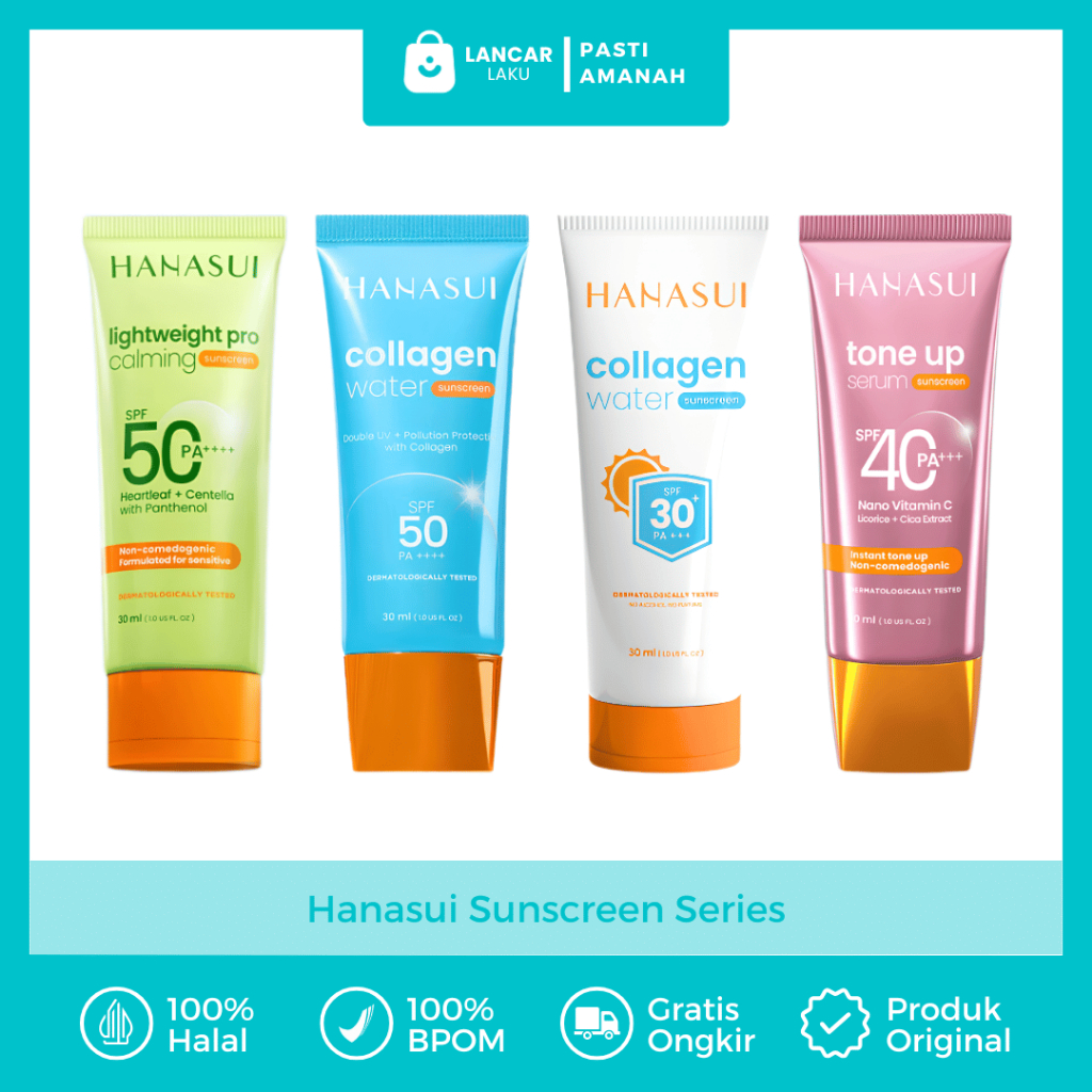Hanasui Collagen Water Sunscreen Spf 50 Pa ++++ Suncreen Sanskrin Pemutih Wajah Non Comedogenic