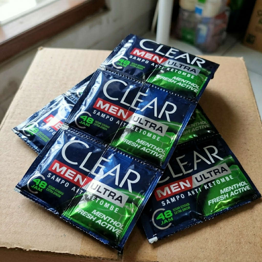 6 Renteng CLEAR Shampoo Sachet Anti Ketombe Original Menthol Segar Clear Men Ultra Isi 144 Sachet