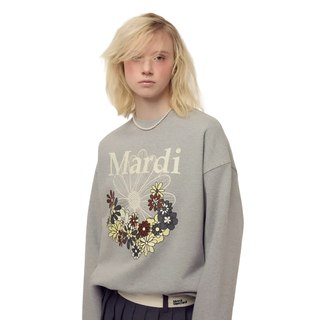 Crewneck Sweater Mardi Mercredi Grey FlowerMardi Jardin