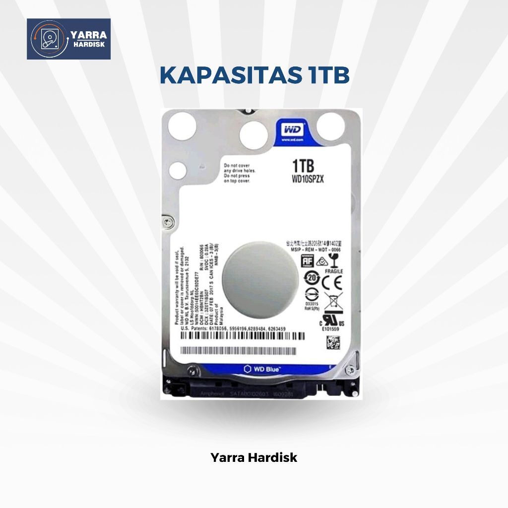 HDD hardisk Internal Laptop 2.5" Seagate/wd blue/toshiba Kapasitas 1TB SATA - Second Original / Beka