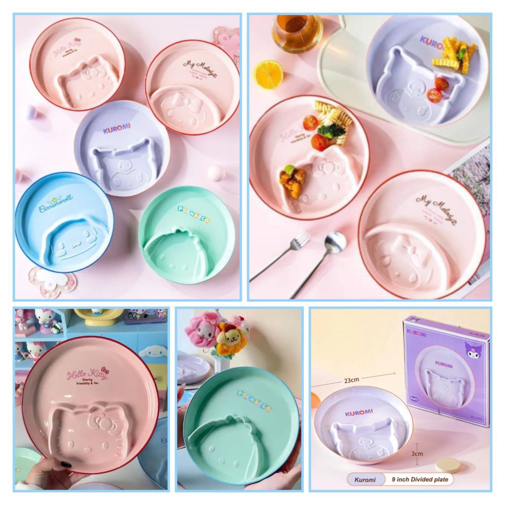 Piring makan keramik sekat 2 sanrio head ori uk 23x3