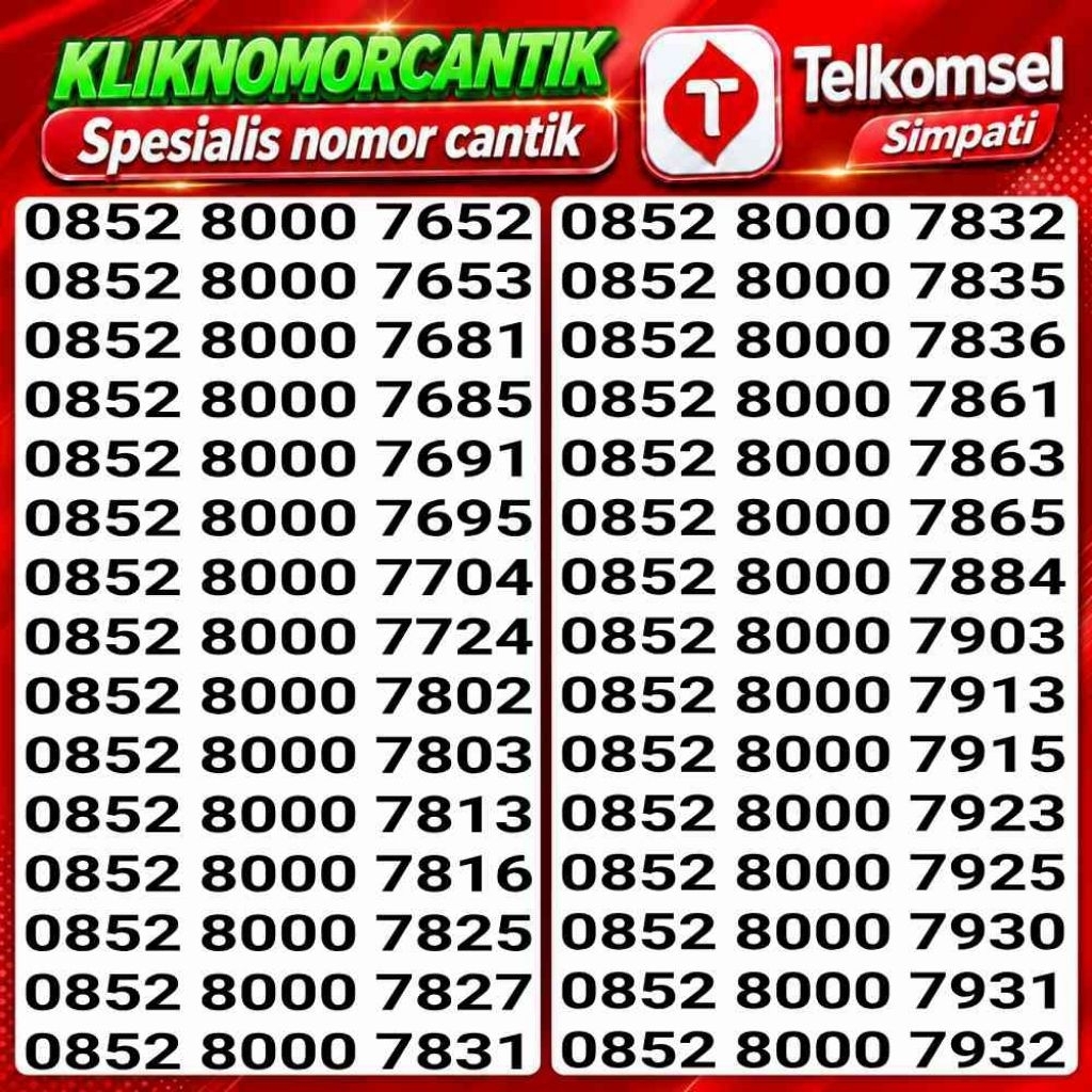 nomor cantik simpati 4G&5G Telkomsel Simpati 8000 A2