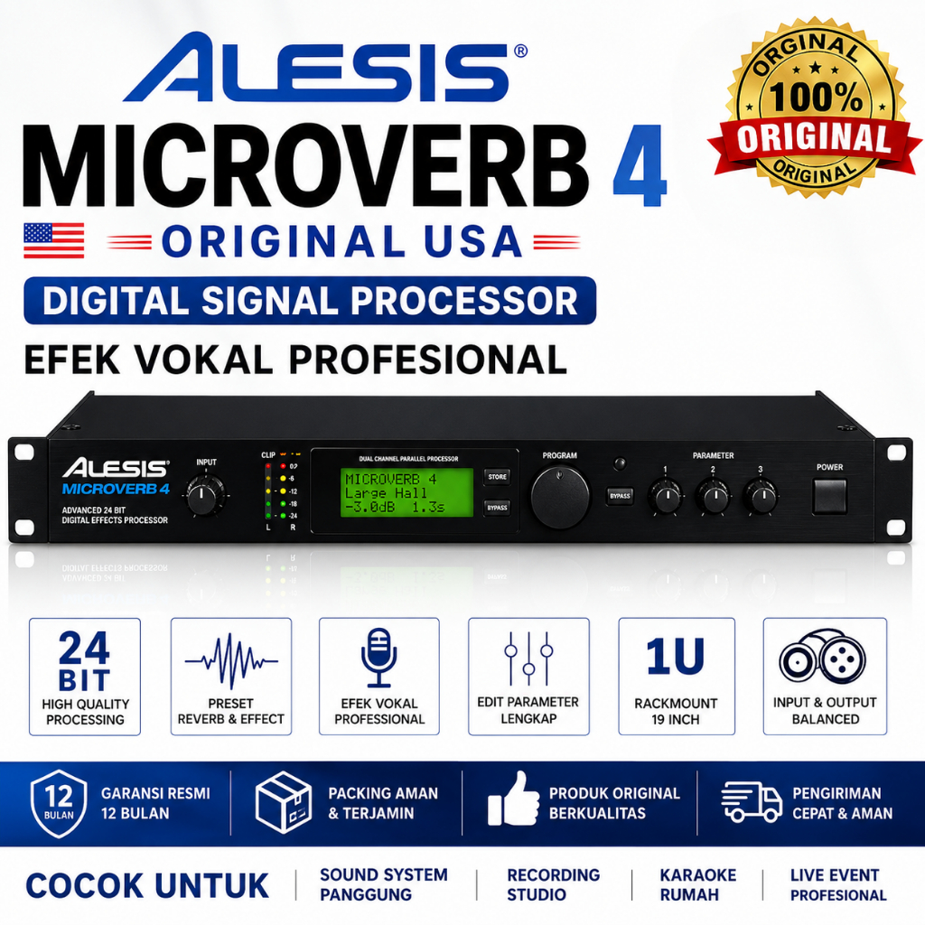 EFFECT VOCAL ALESIS MICROVERB 4 ORIGINAL USA | DIGITAL SIGNAL PROCESSOR EFEK VOKAL SOUND SYSTEM PANG