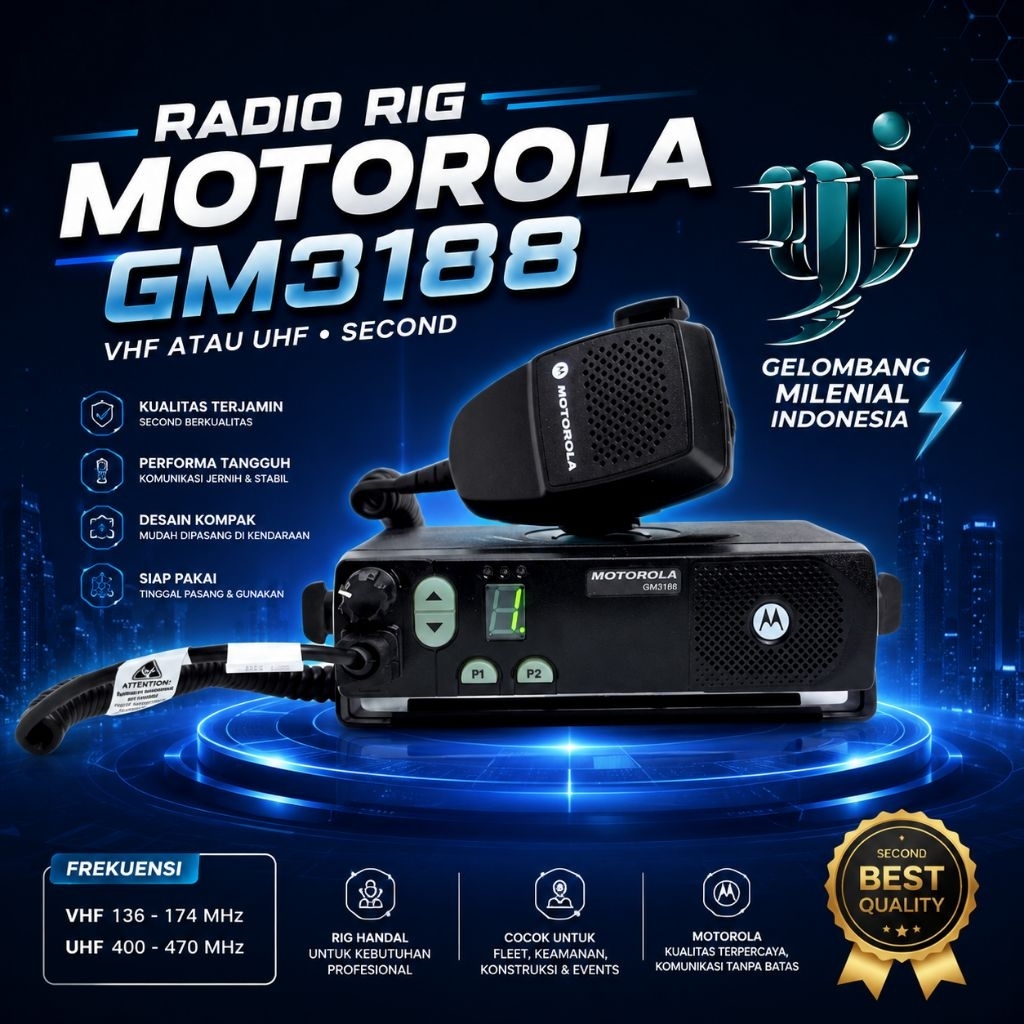 RADIO RIG MOTOROLA GM3188 UHF BEKAS