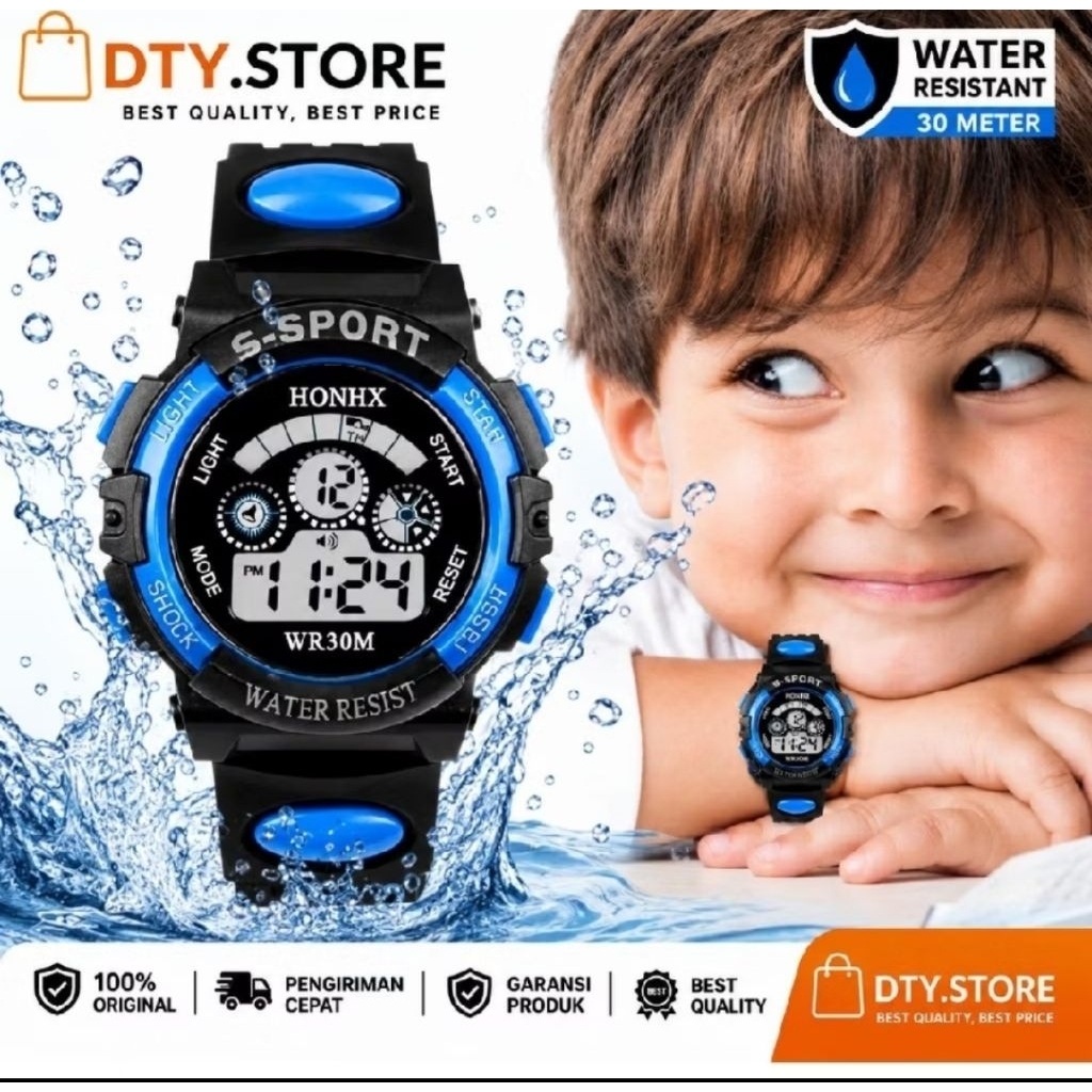 Jam Tangan Anak Laki Laki Anti Air Digital Led Bisa Menyala Bahan Rubber Jam Tangan Anak Laki Laki M