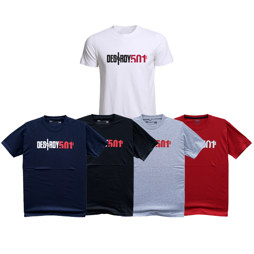 Kaos Branded - Kaos Pria Lengan Pendek 501 Destroy