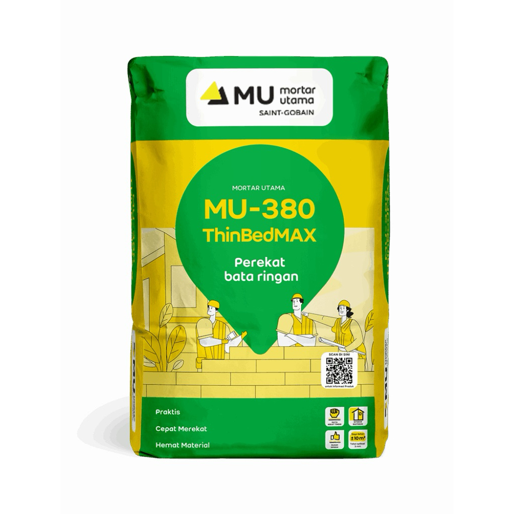 Mortar Utama MU 380 Perekat Bata Ringan MU380 ThinBedMax 40kg Lem Hebel Perekat Hebel MU 380