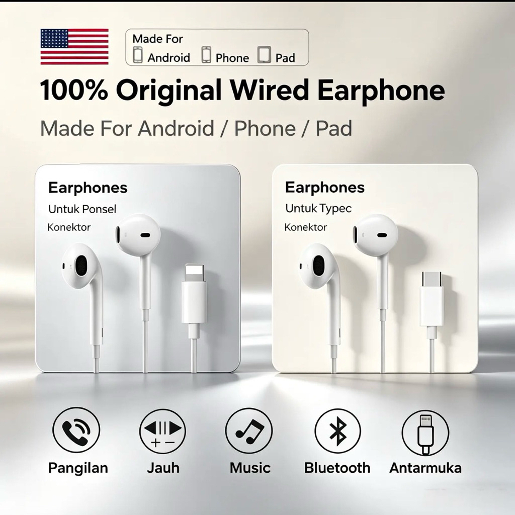 Headset Bluetooth i14B dengan mikrofon bawaan. Cocok untuk iPhone 17, 18, x, XR, SE, 111, |12, |13, 
