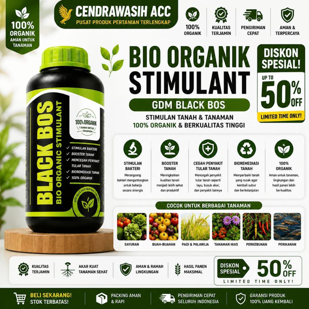 Bio Organic Stimulant GDM Black BOS 1Kg Pupuk Organik Cair Perangsang Akar Booster Tanah Penyubur Ta