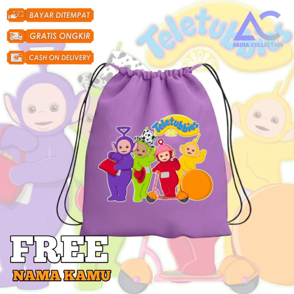 Tas Gendong Tas Anak Ngaji Sekolah Olahraga Tas Serut String Bag Teletubbies