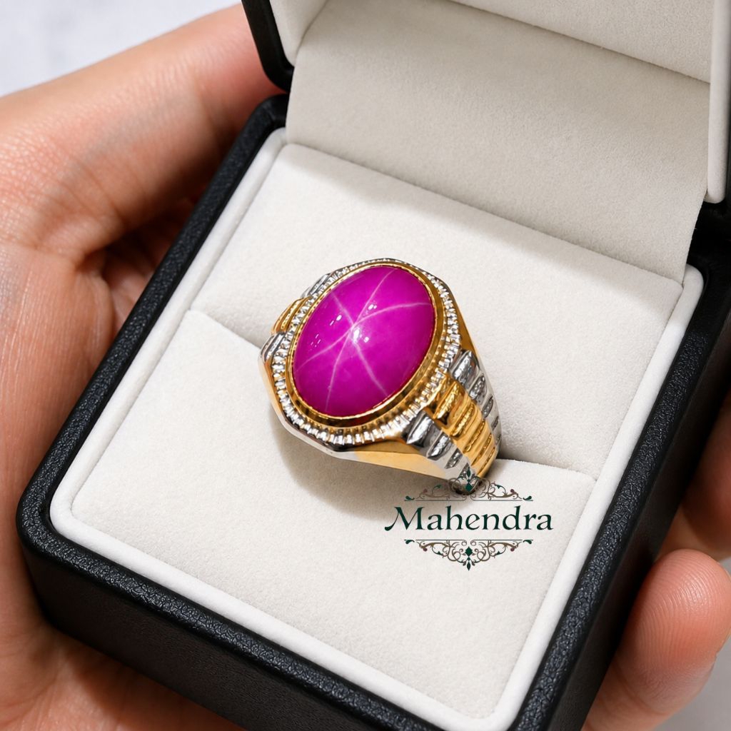 CINCIN BATU PINK RUBY AMERICAN STAR RING TITANIUM ANTI LUNTUR