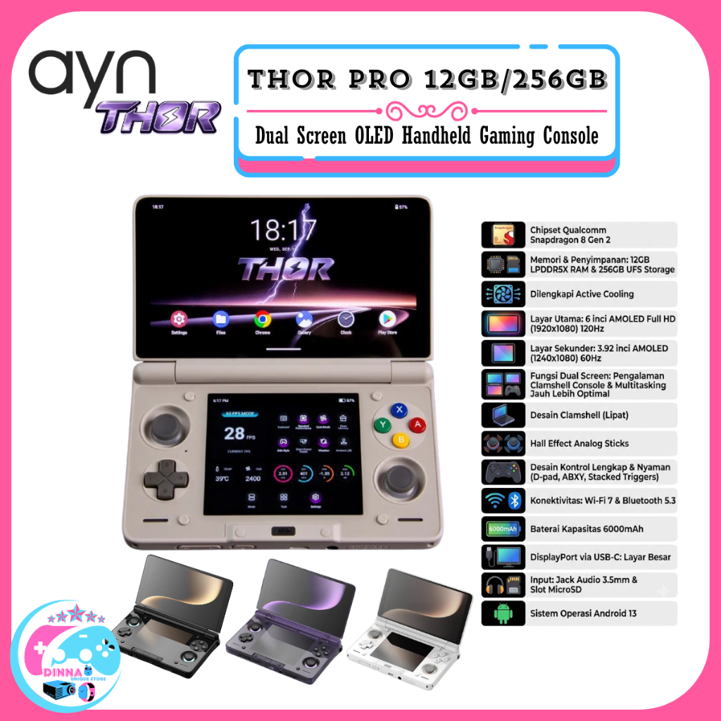 AYN THOR PRO Version  / AYN THOR MAX - Handheld Game Machine Android 13 AMOLED Dual Screen