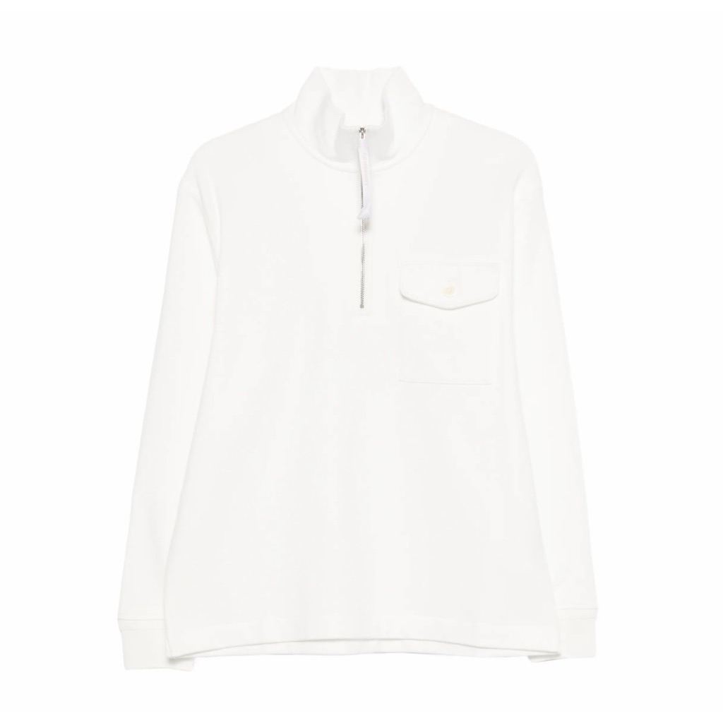 CP Company Diagonal Raised Fleece Half Zip Sweatshirt White