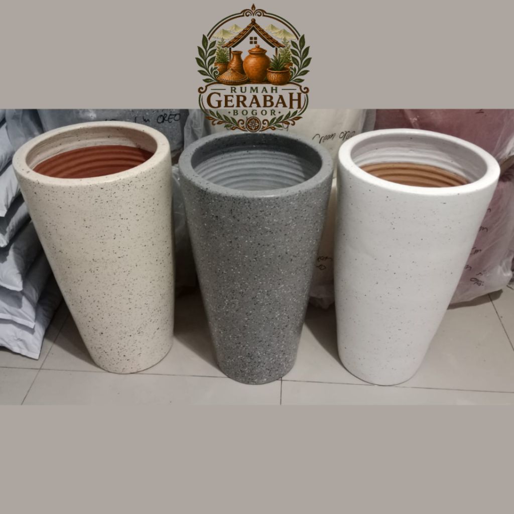 Pot Gerabah Premium Teraso Tirus by Rumah Gerabah Bogor | Pot Gerabah Tirus Teraso Tinggi. Khusus In