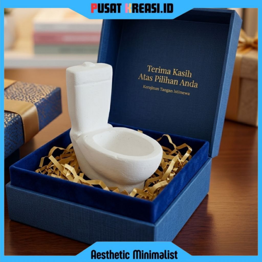 Asbak Mini Dekorasi Kado Unik Motif WC Duduk | Miniatur Lucu Handmade