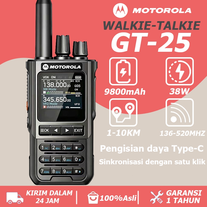 HT motorola GT-25 Two Way Radio Walkie Talkie Dual Band long range 10KM Original Motolola High Power
