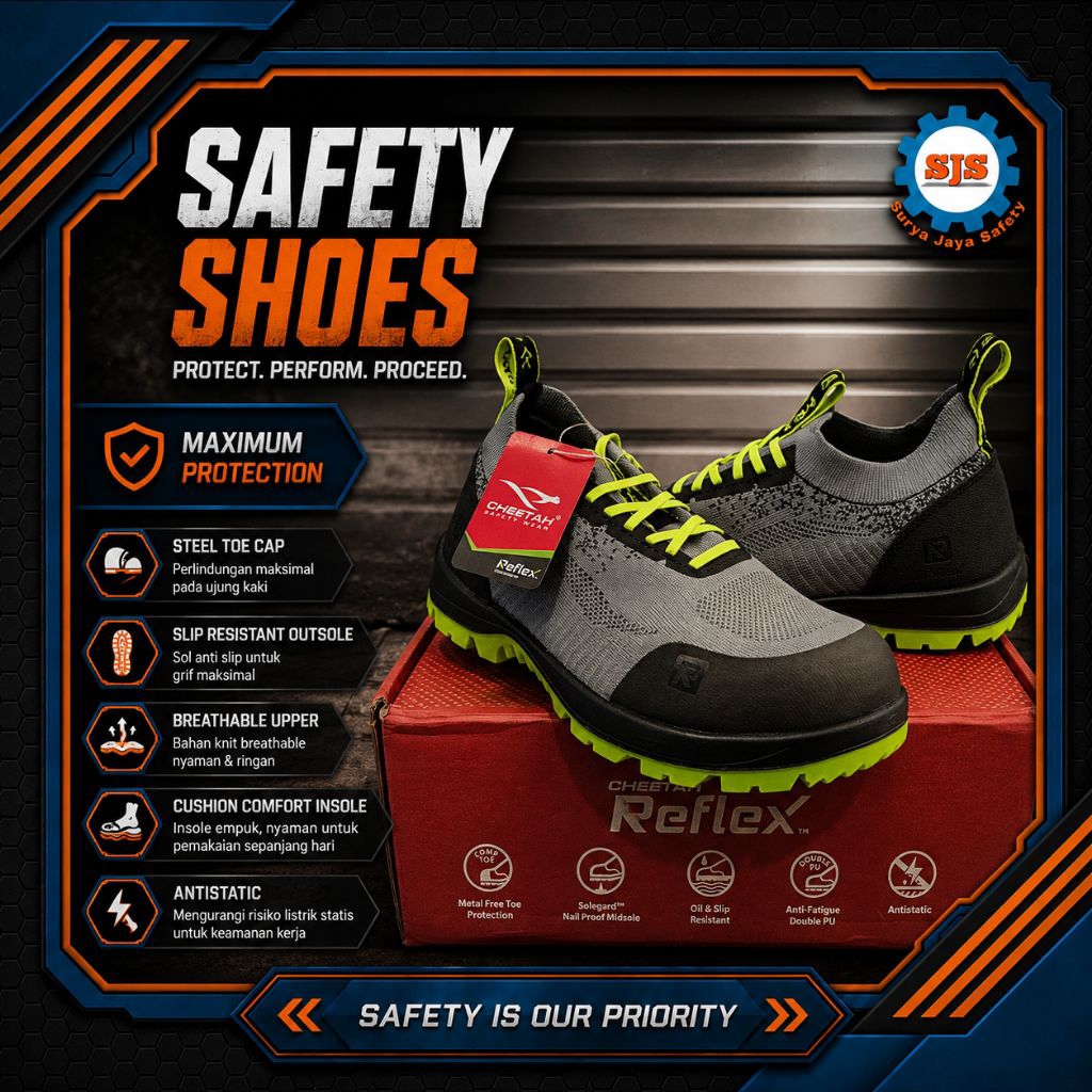 Sepatu Safety Merek Cheetah Reflex 8083 Flash Green Solegard - Safety Shoes Cheetah Reflex Type 8083