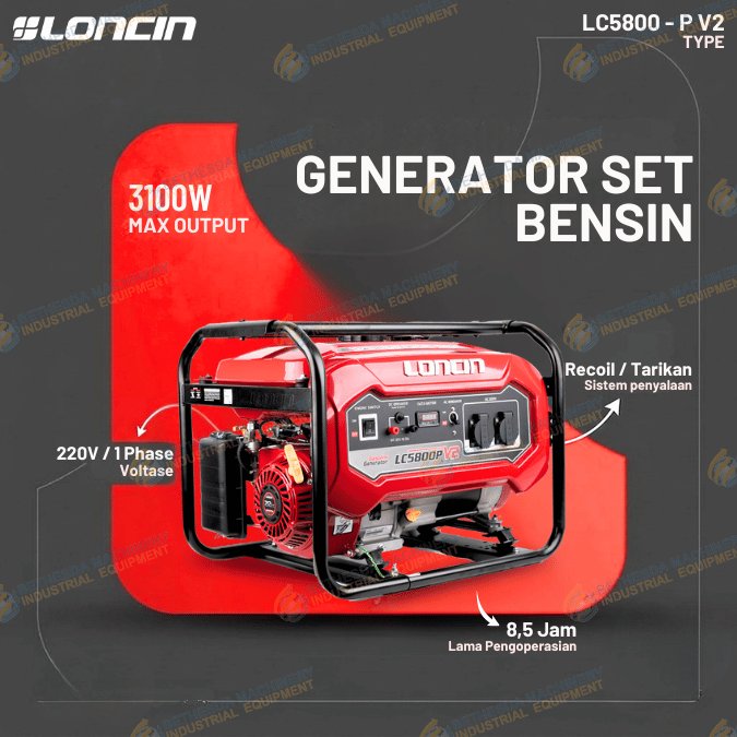 Genset Gasoline 3100 Watt 1 Phase Loncin LC5800-P V2