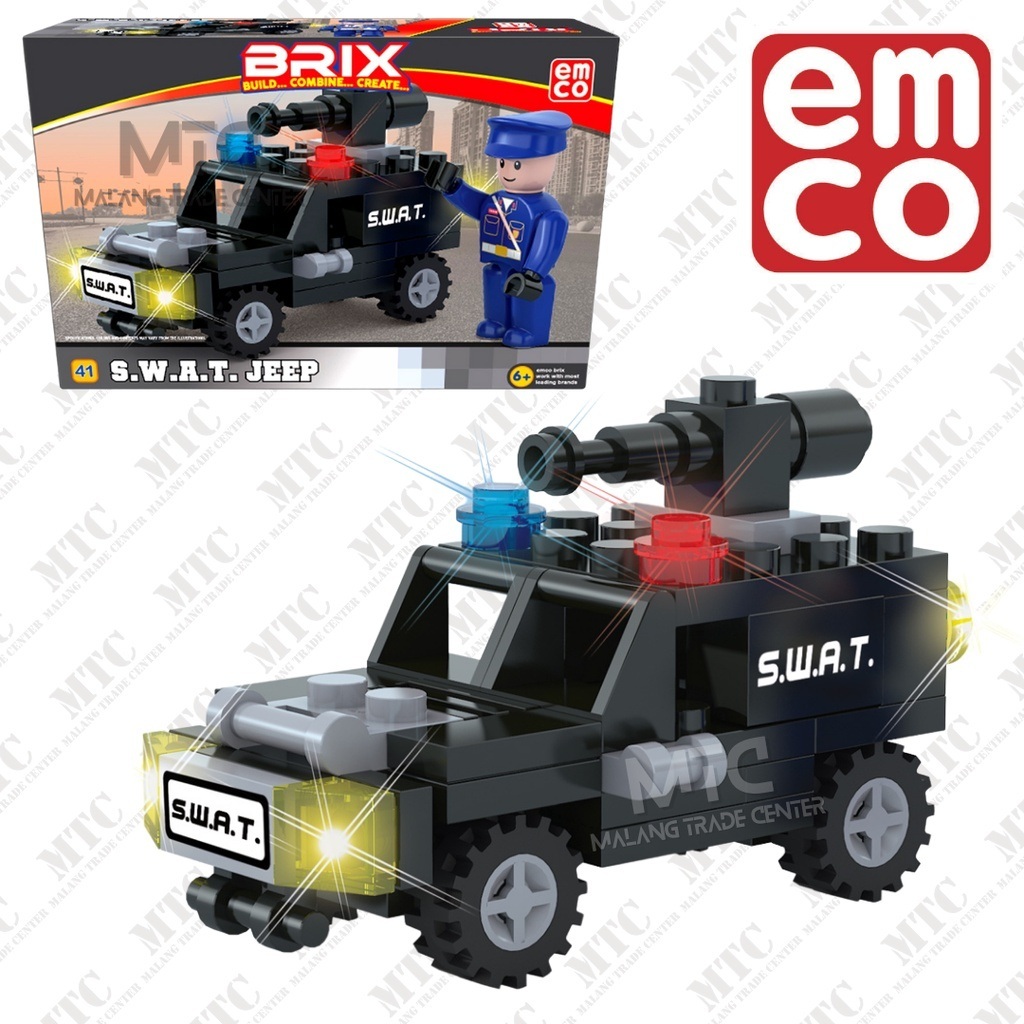 Emco Brix Coast Guard Police Car Tow truck City Patrol Mainan Brix anak Emco GROW Wiki Bricks Mainan