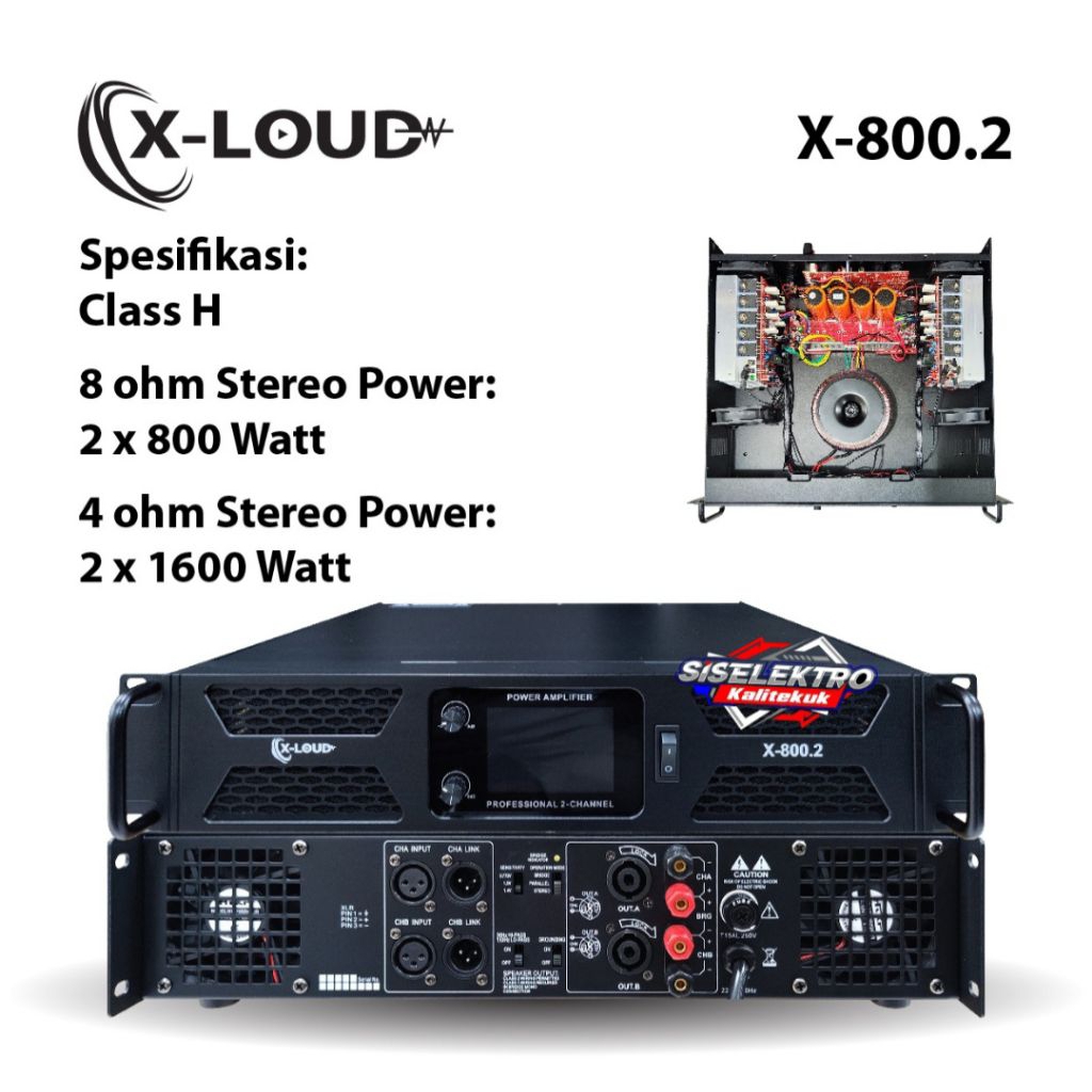 power amplifier xloud x8002 power xloud x-800.2 CLAS h