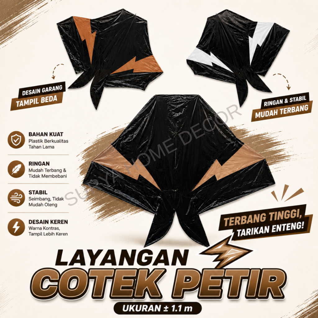 Layangan Cotek Petir 1.1 meter - Layangan Cotek Belolong Petir - Cotek Halilintar - Layangan Petir -