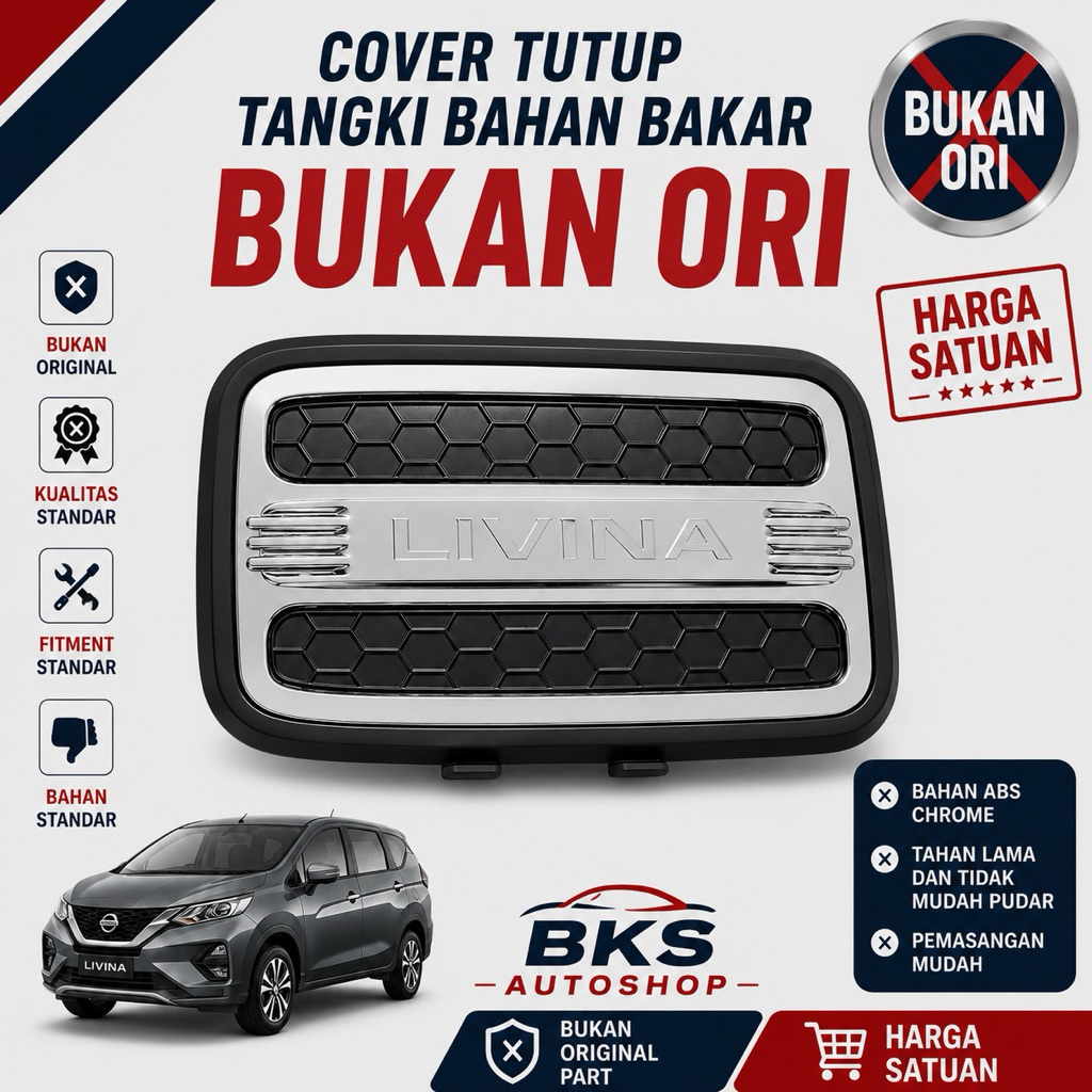 Cover tutup tangki bahan bakar LIVINA Warna Chrome