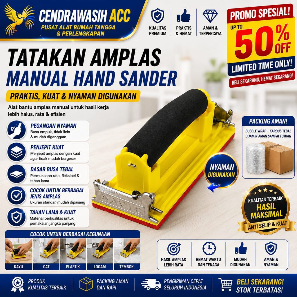 Tatakan Amplas Manual Hand Sander Penjepit Kertas Amplas Alat Amplas Tangan Pegangan Amplas Manual P