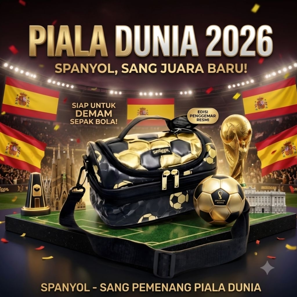 Smiggle GOLDEN piala dunia 2026 tas bekal makan bola EMAS edisi bola