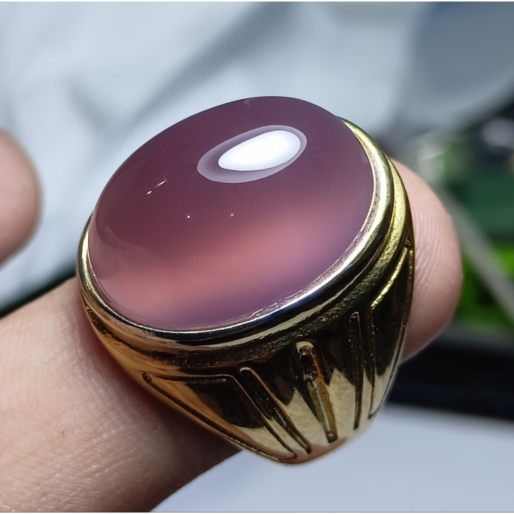 CINCIN BATU AKIK LAVENDER BATU RAJA KRISTAL 100%ORI