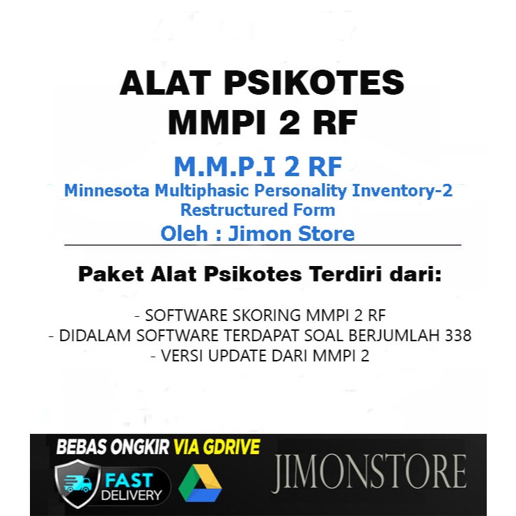 Alat Tes Psikotes Psikologi MMPI 2 RF