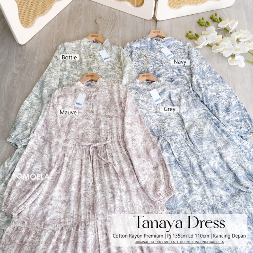 Tanaya Dress Gamis Jumbo Allsize Busui Premium Catton Rayon Original Ori Moela Berlabel
