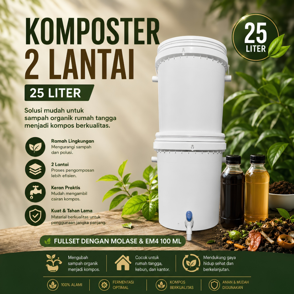 Ember Komposter 2 Lantai | Premium | Komposter 25 KG | Komposter Rumah Tangga
