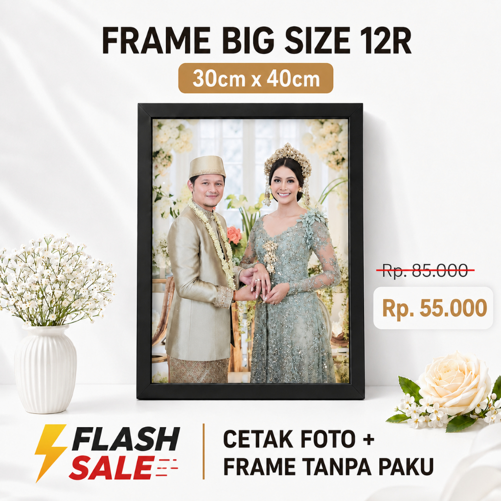 Cetak Foto Frame Blok Ukuran 12R Siap Pasang