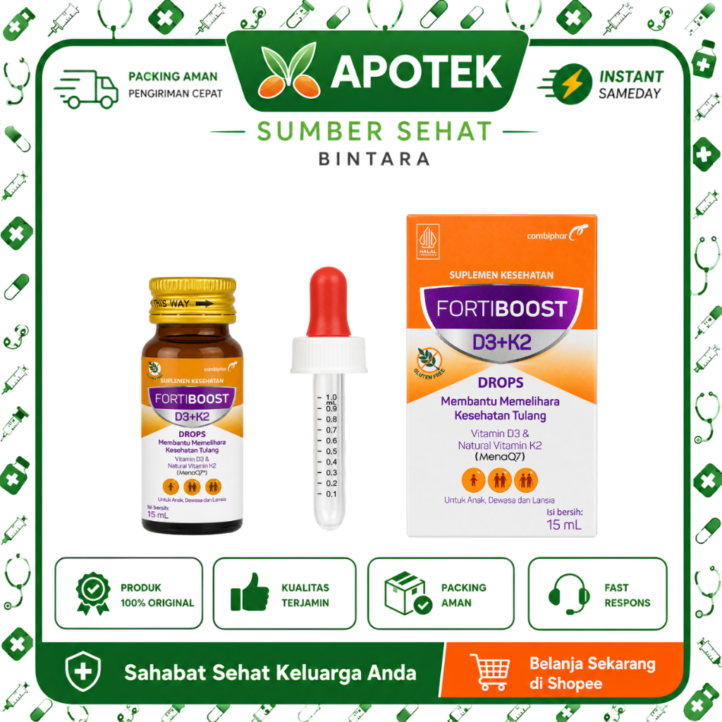 Fortiboost D3K2 Drop | Vitamin D3 & K2 | Suplemen Tulang