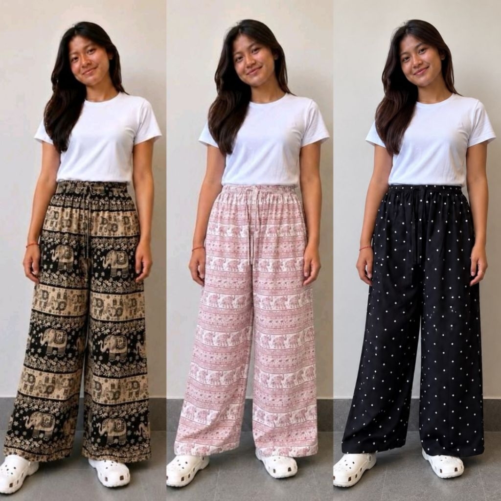 Celana Kulot Motif Gajah Hommy Panjang Bahan Rayon Premium Wanita