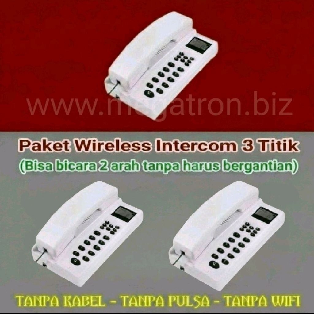Paket Wireless Intercom Interkom 3 Titik Bicara 2 Arah Tanpa Bergantian dengan LCD Display Jangkauan 500 Meter