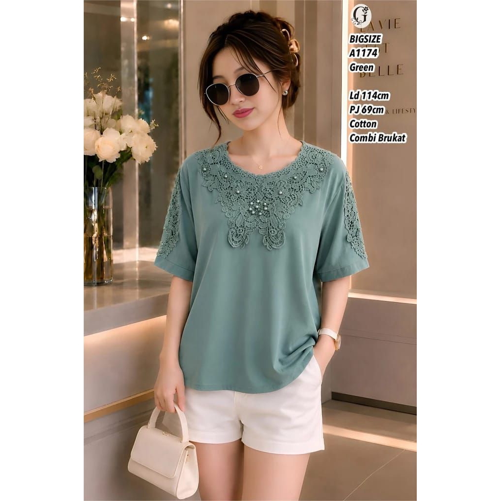 Blus wanita kombinasi brokat