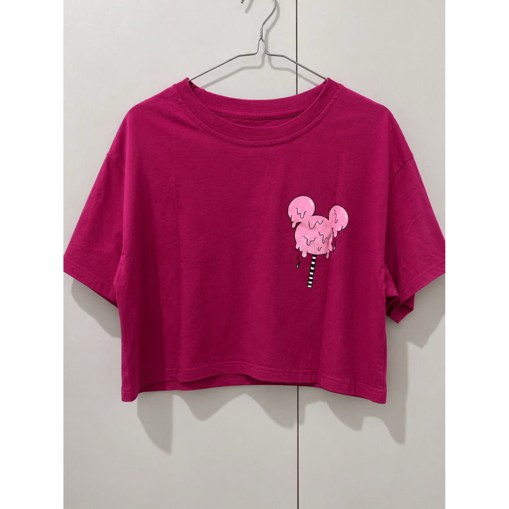 Kaos Croptop Oversize Katun Fuchsia