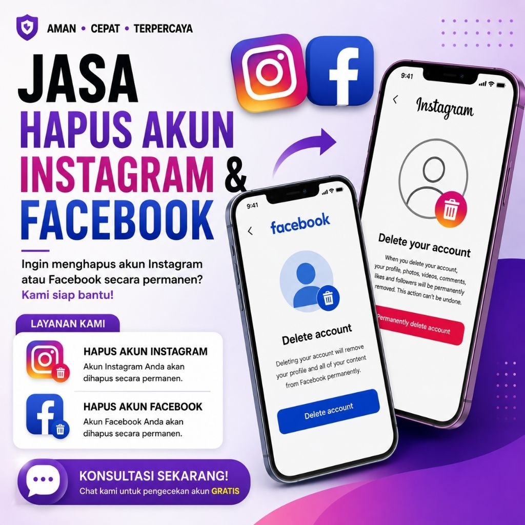 Jasa Hapus Akun Instagram dan Facebook