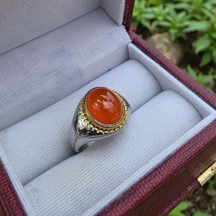 Cincin Batu Cempaka Orange Natural Stone