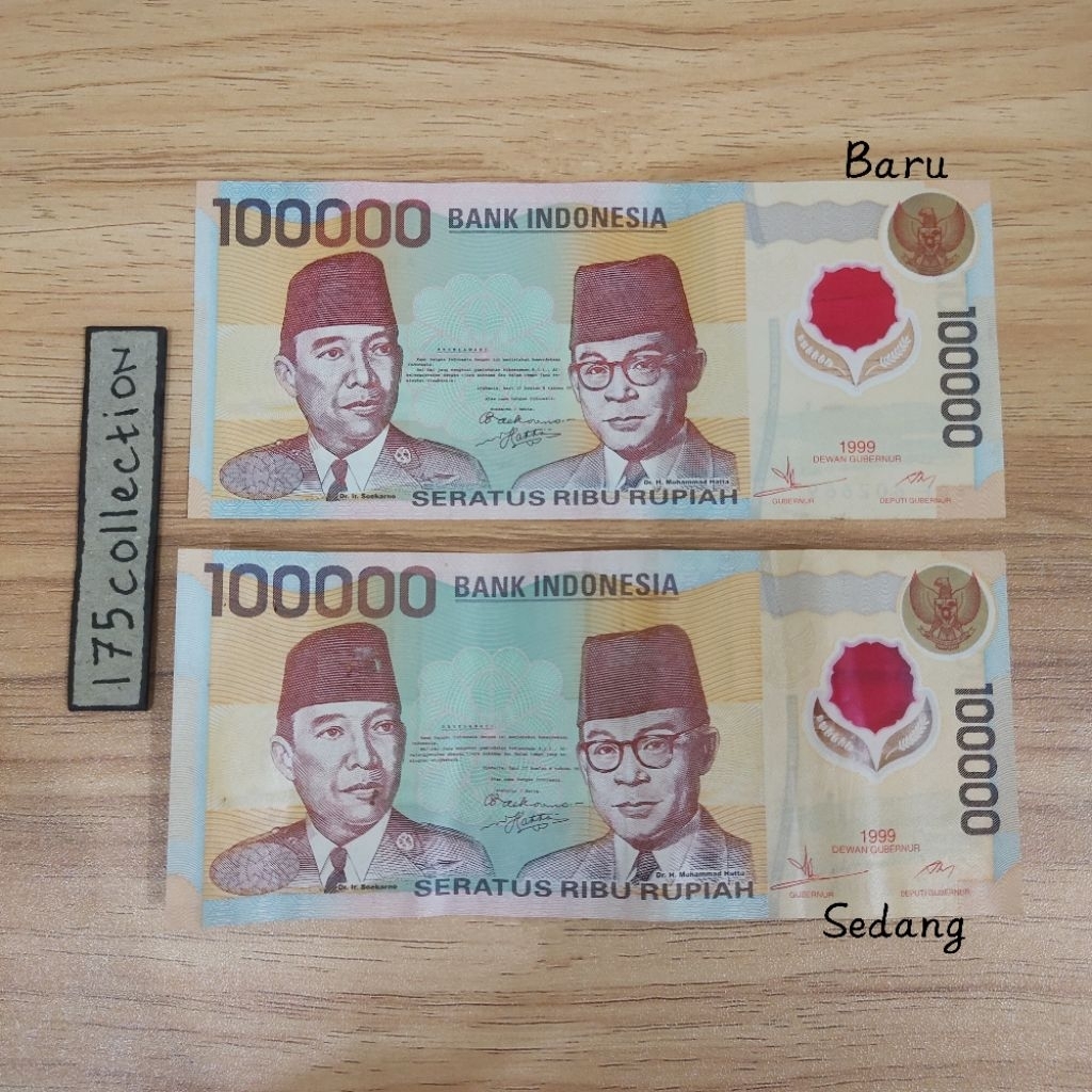 Uang Kertas Kuno Indonesia 100.000 Rupiah Soekarno Hatta 1999 Polymer Asli
