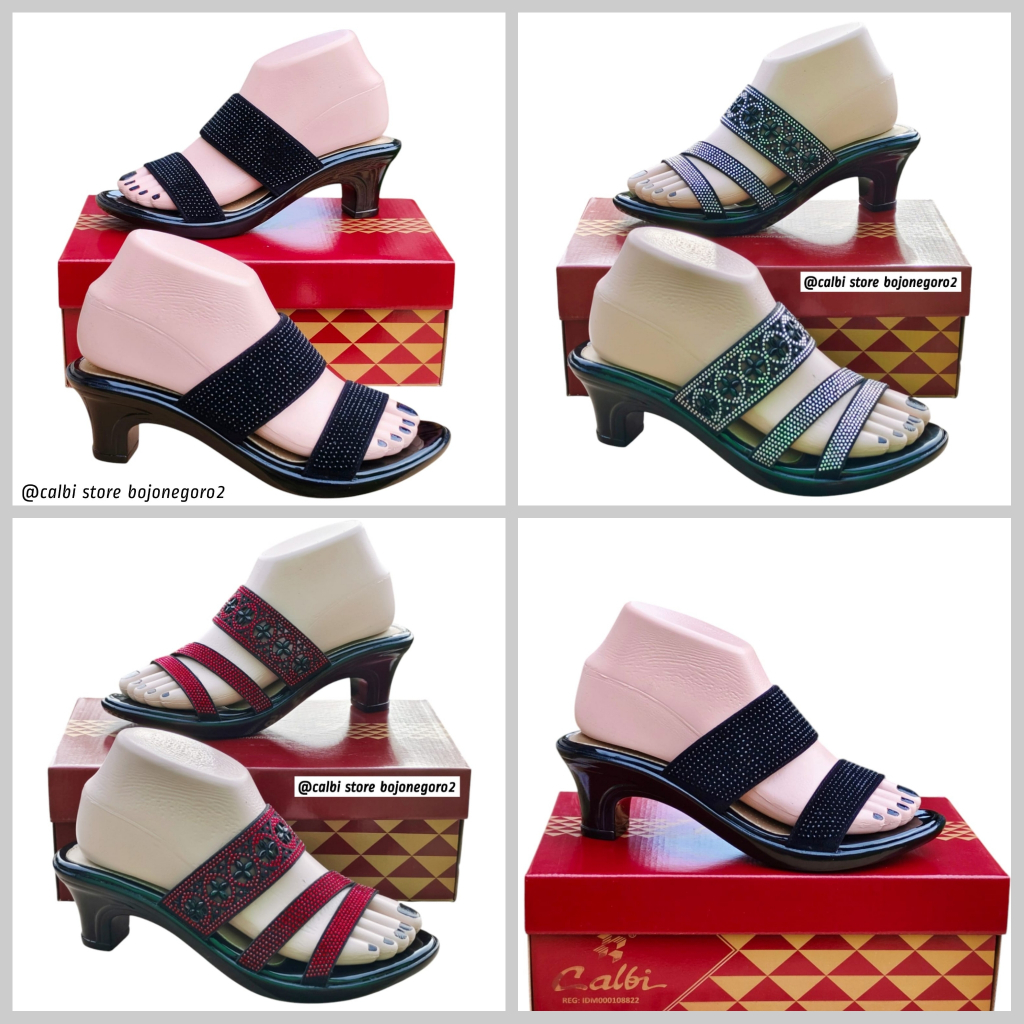 (( READY STOK )) SANDAL CALBI HEELS PESTA MODEL SELOP CANTIK & ELEGANT HAK 5CM