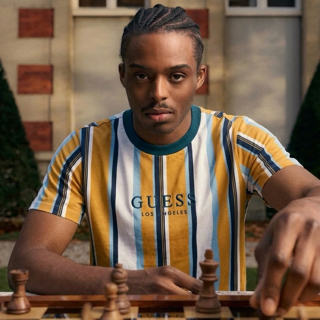 Kaos Guess Stripe Vintage Yellow Blue Second