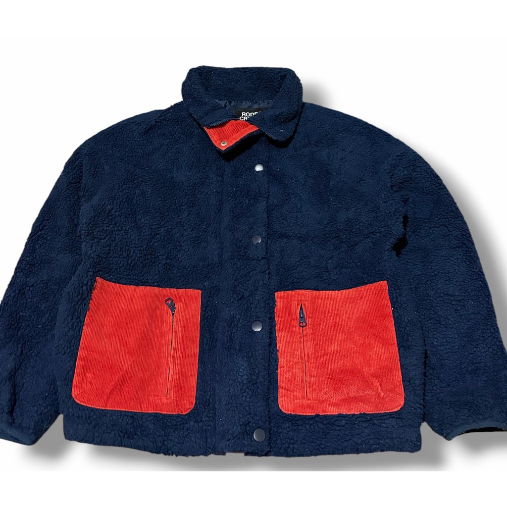 RODEO CROWNS Sherpa Jacket Corduroy Casual Navy Preloved