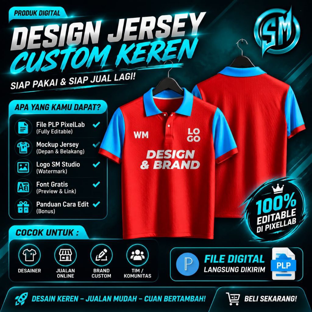 Mockup Jersey Kerah Polo - File Pixellab