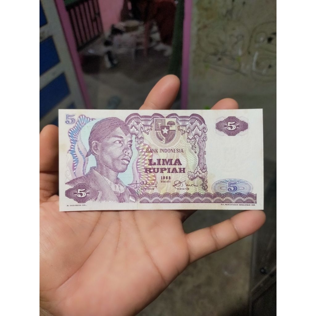 uang kuno 5 rupiah Sudirman 1968