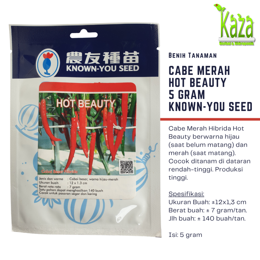 Benih Cabe Merah Hot Beauty 5 gram - Known-You Seed