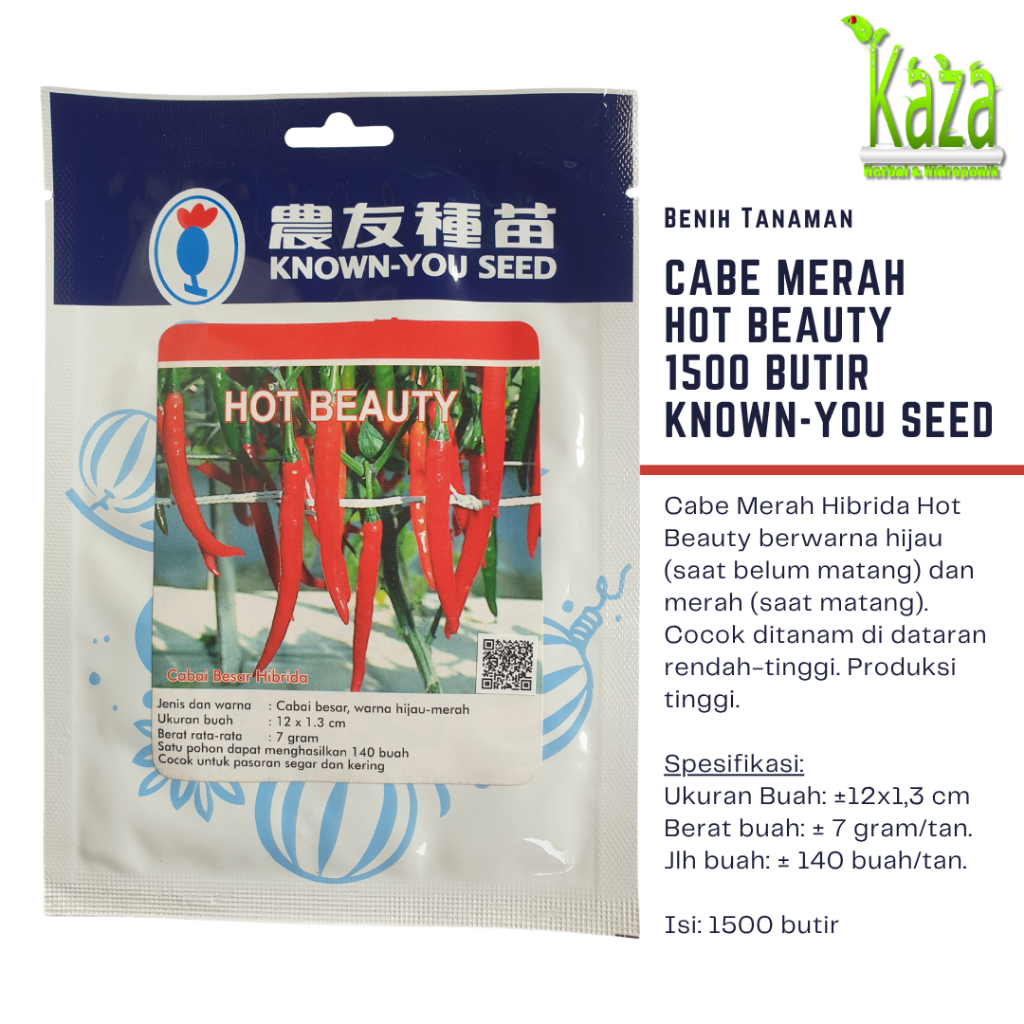 Benih Cabe Merah Hot Beauty 1500 butir - Known-You Seed