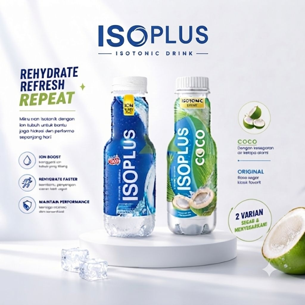 Minuman Isotonik ISOPLUS 12 Botol 350ml - Merehidrasi Tubuh, Menyeimbangkan Ion, Mudah Diserap